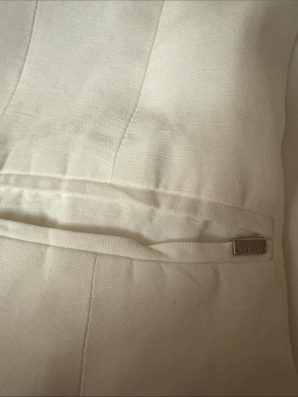 AllSaints White Double-Breasted Blazer Jacket. Linen. TENCEL - Picture 14 of 16